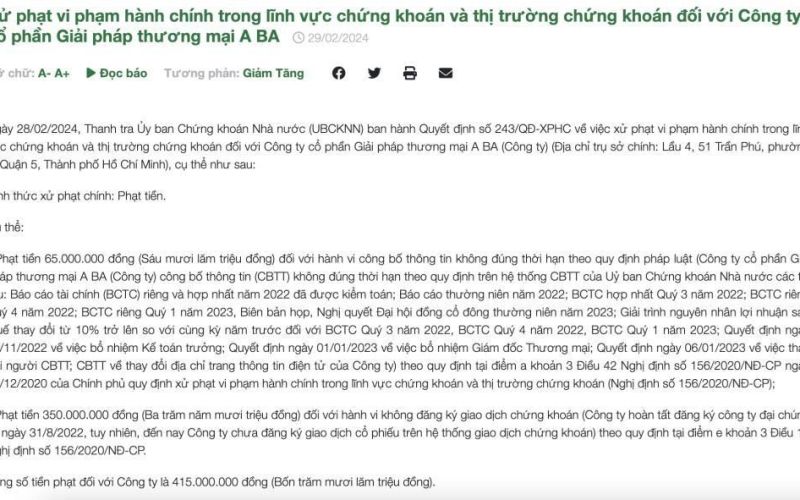 Chậm niêm yết cổ phiếu, ABA Cooltrans - khoản đầu tư của Mekong Capital bị phạt nặng