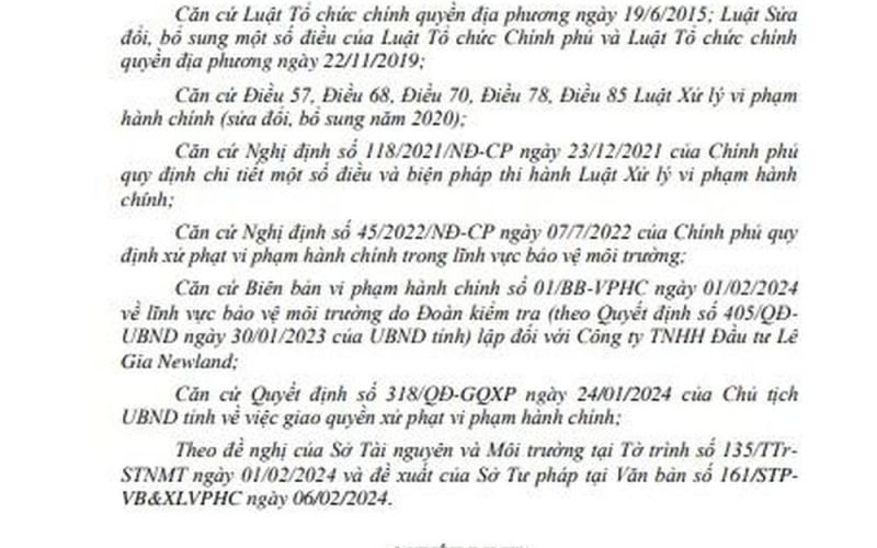 Hé lộ ông chủ công ty Lê Gia Newland vi phạm môi trường