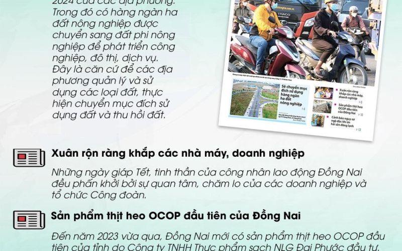 Tin tức nổi bật trên Báo Đồng Nai ra ngày 23-1-2024