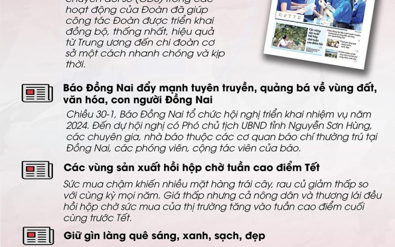 Tin tức nổi bật trên Báo Đồng Nai ra ngày 31-1-2024